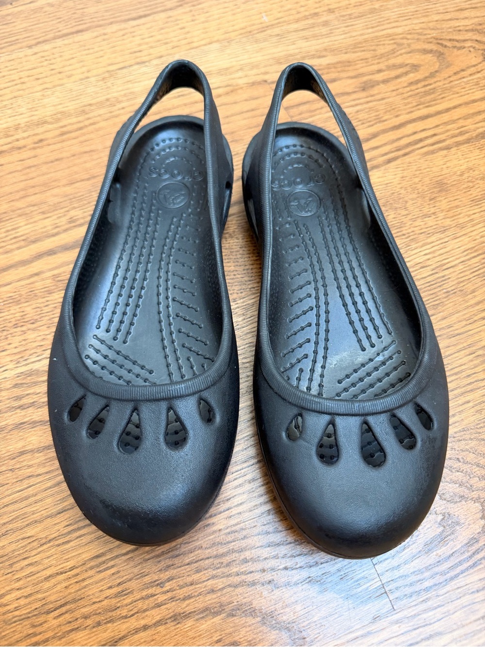 CROCS Mary Jane Kadee Ballet Sling Back Slides Flats Black Shoes Womens Size 7